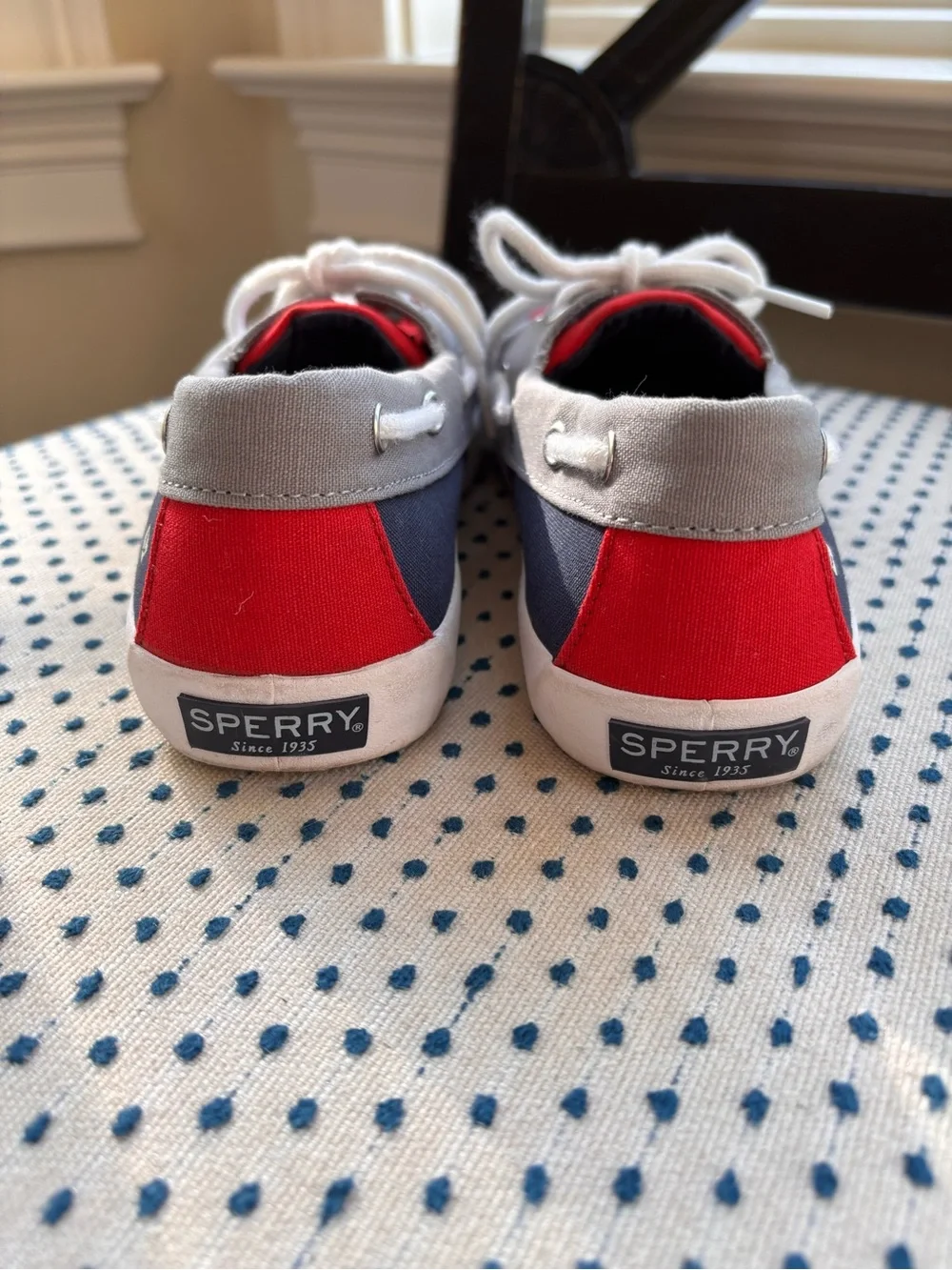 Sperry Kids Red Navy Gray Canvas Boat Shoes